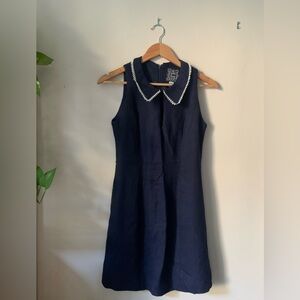VINTAGE Cynthia Rowley // 1990s Collared Sleeveless Dress in Navy